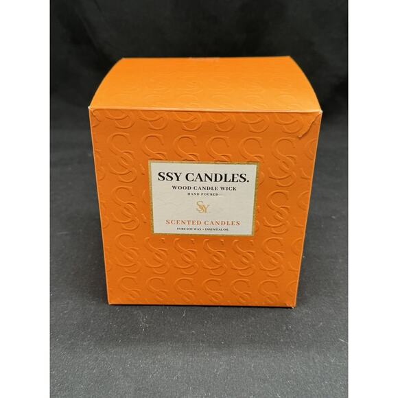 SSY Candles Wood Wick Hand Poured Peach Scented Candle NIB - Picture 3 of 14